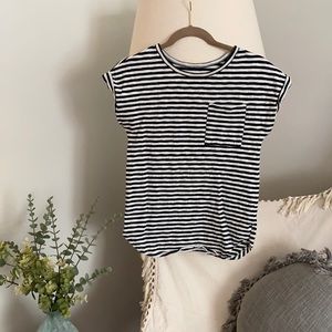 Merona White & Black Striped Pocket Shirt